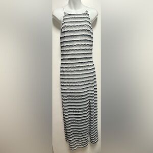 Saks Fifth Avenue Black and White Halter Sheath Midi Dress